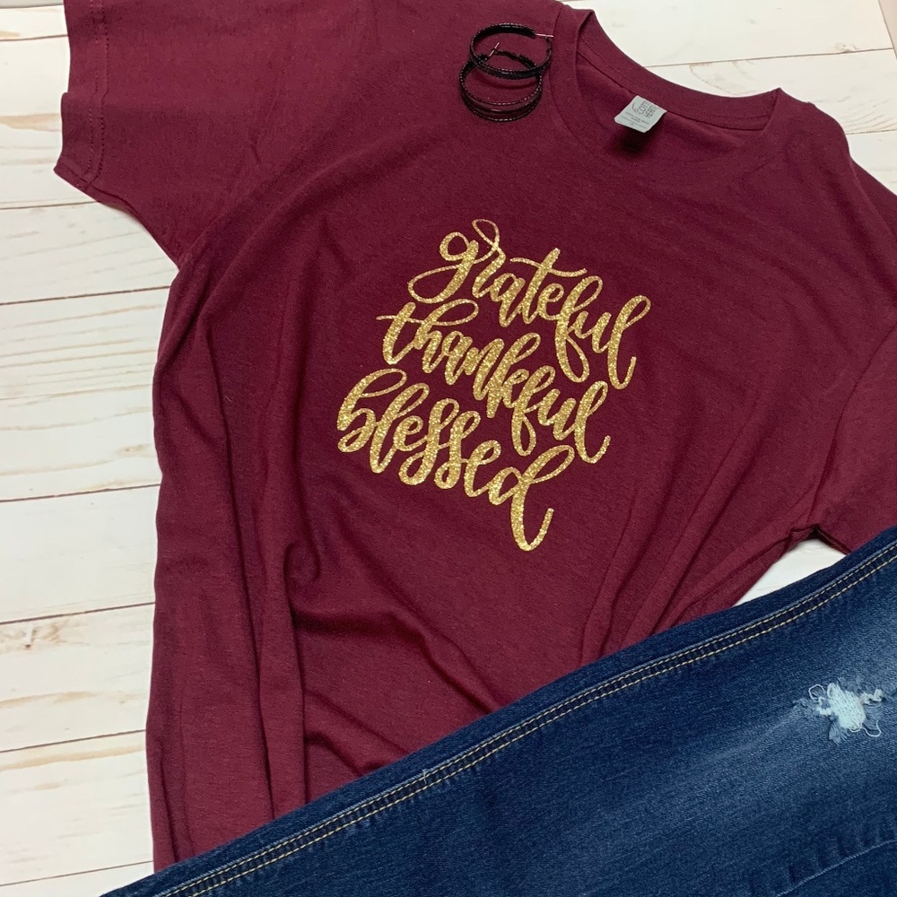 Grateful, Thankful, and Blessed Ladies Tee